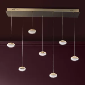 Nina soft gold with clear glass LED adjustable 7 pendant light