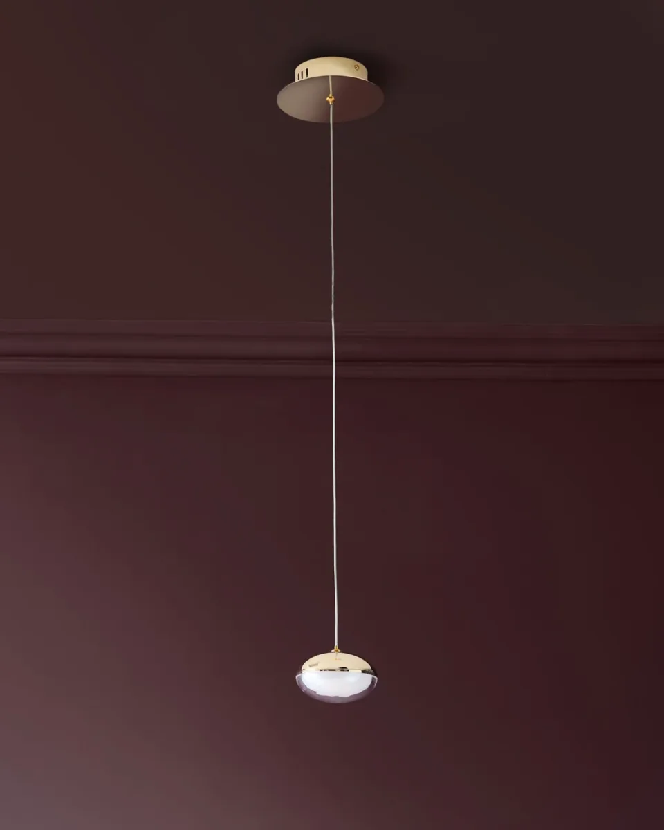 Nina soft gold with clear glass LED adjustable single pendant light - Image 4