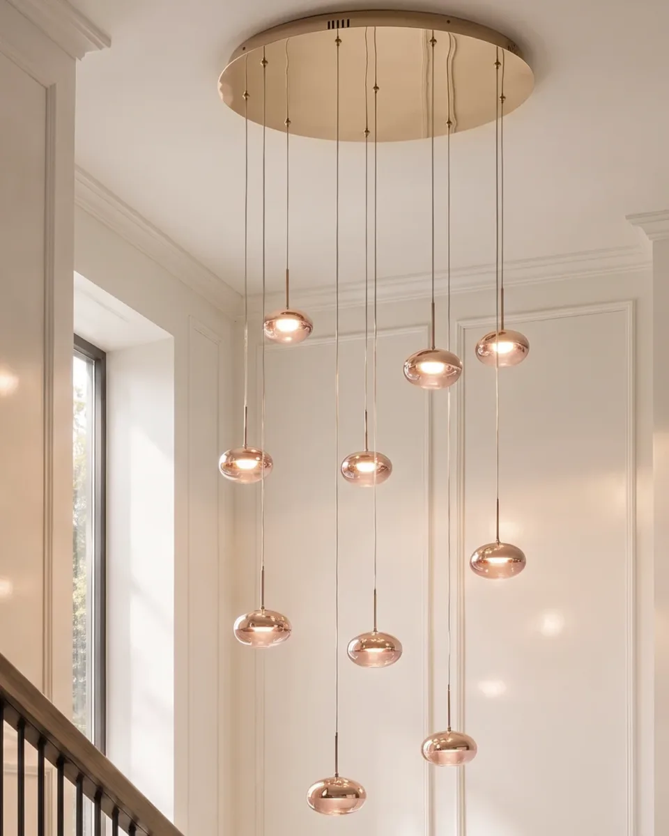 Nina soft gold with clear glass LED adjustable 10 pendant light - Image 3