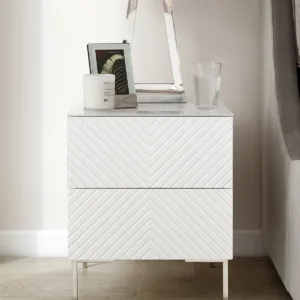 Noah white gloss 2 drawer bedside table