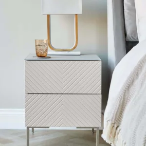 Noah stone 2 drawer bedside table