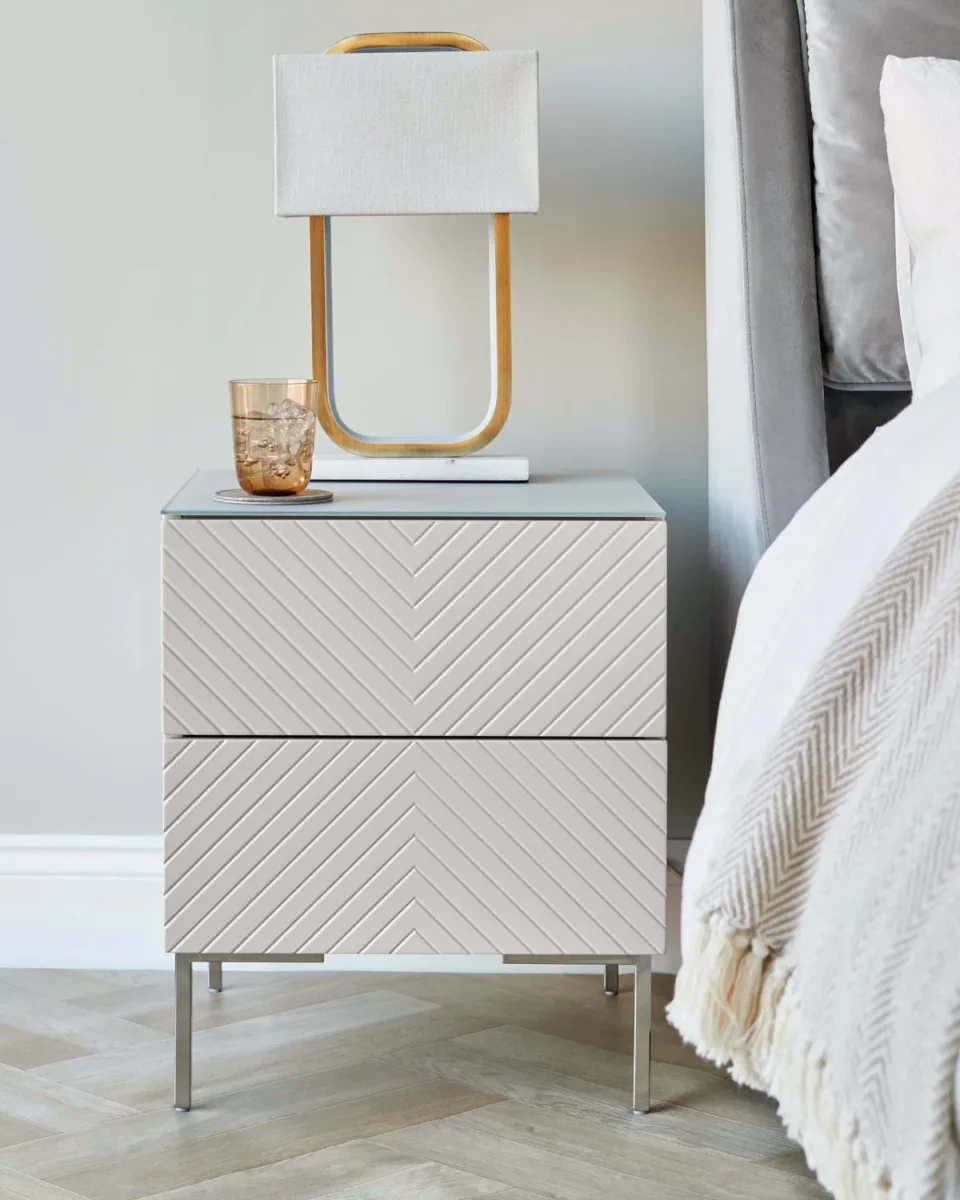 Noah stone 2 drawer bedside table