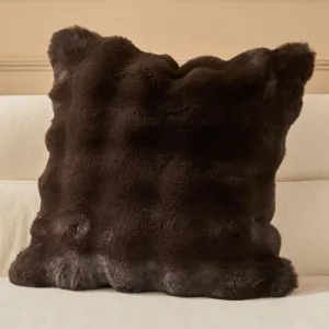 Nova chocolate large faux fur cushion