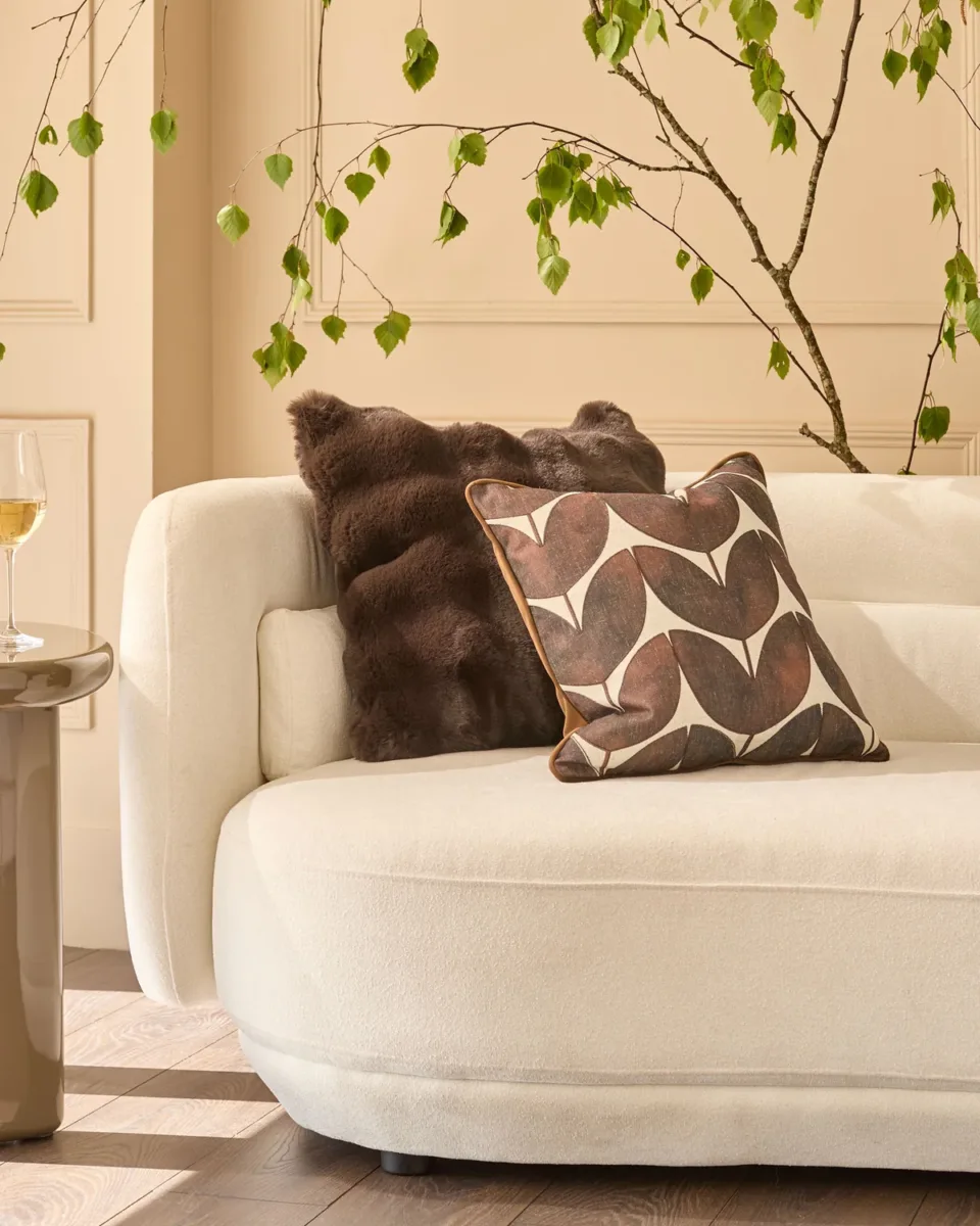 Nova chocolate large faux fur cushion - Image 2
