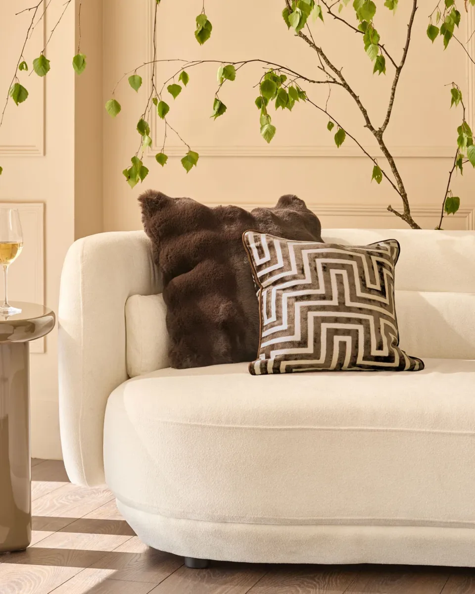 Nova chocolate large faux fur cushion - Image 3