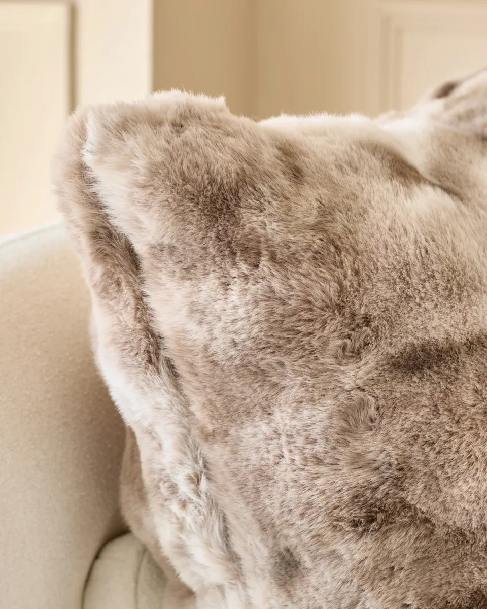 Nova natural large faux fur cushion - Image 3