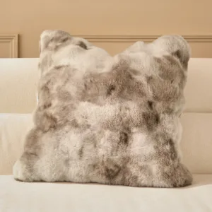 Nova natural large faux fur cushion