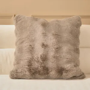 Nova taupe large faux fur cushion