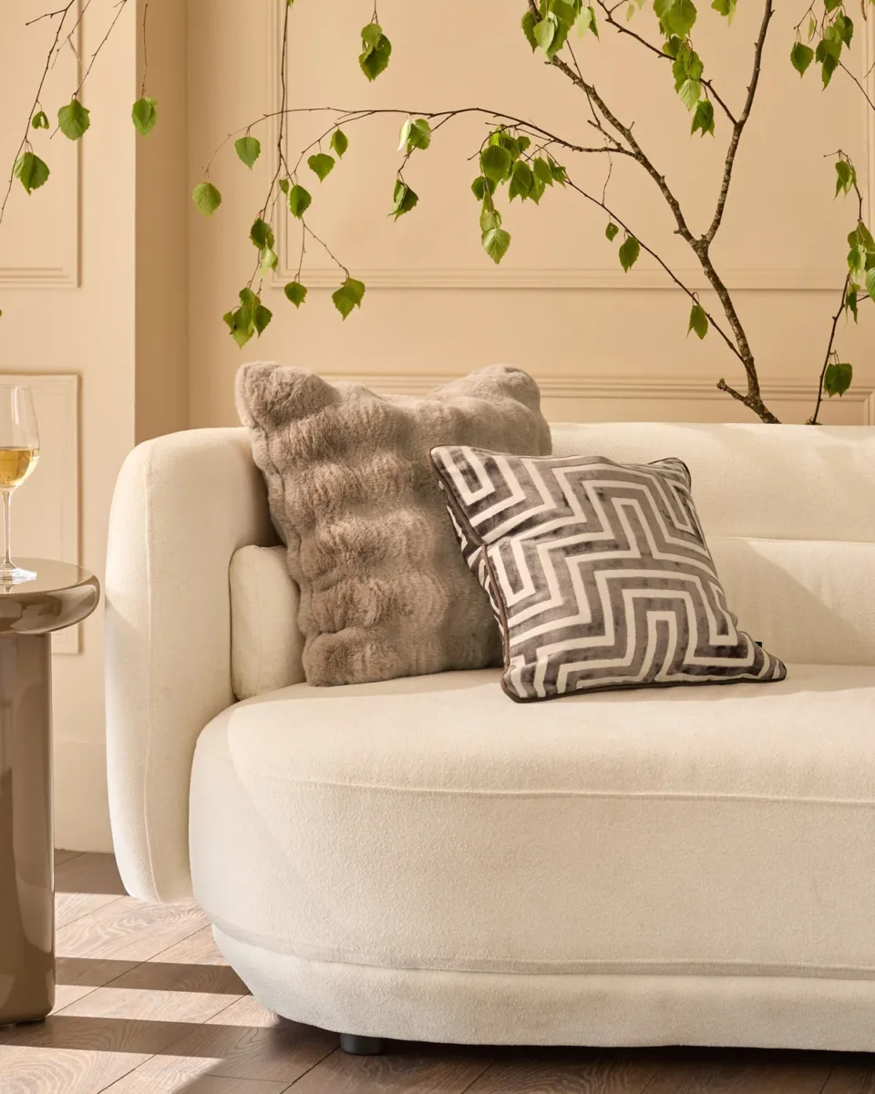 Nova taupe large faux fur cushion - Image 2