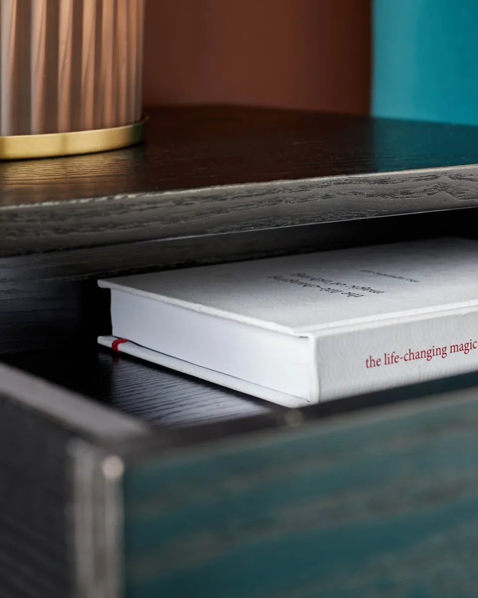 Odele Black Ash Bedside Table - Image 4