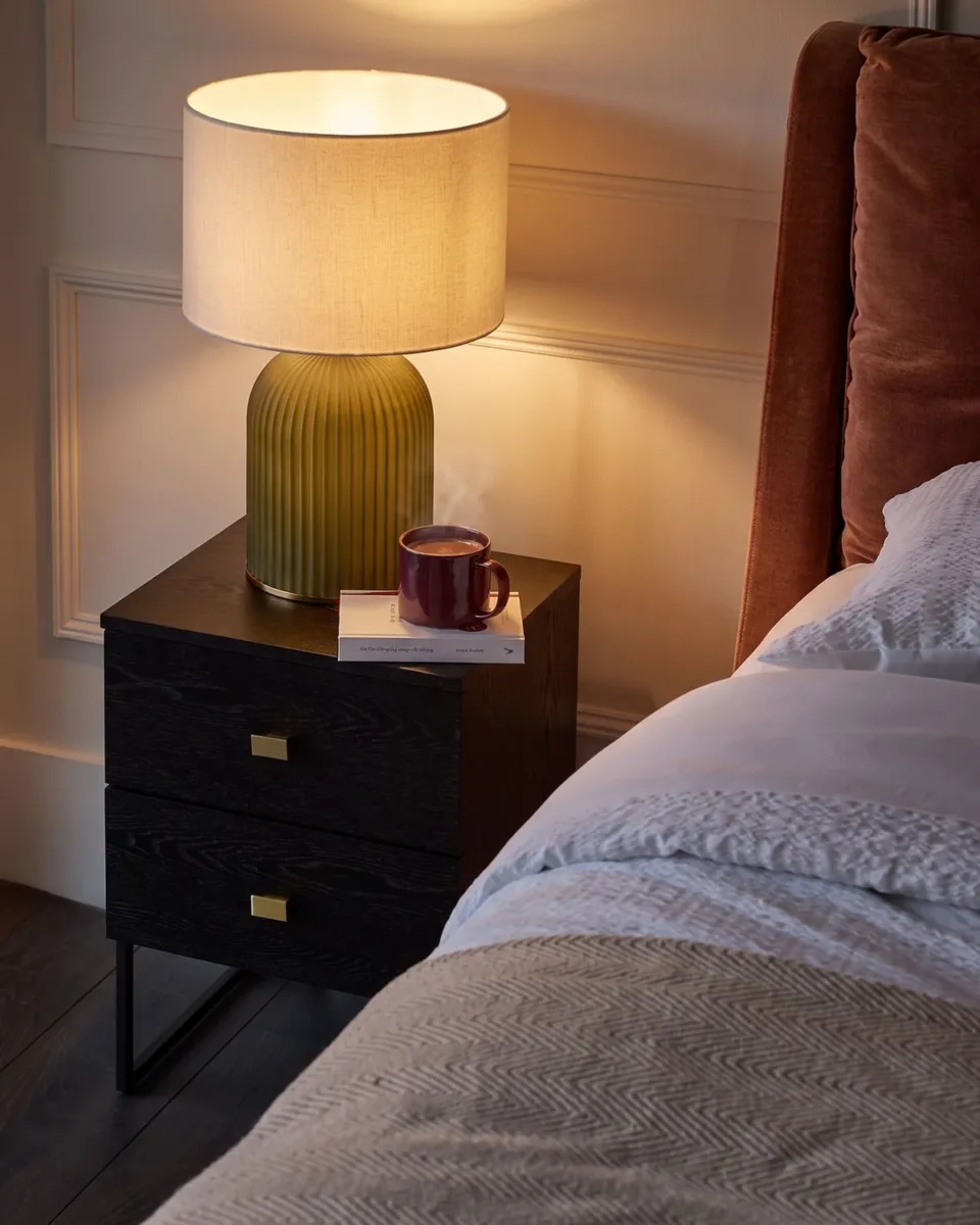 Odele Black Ash 2 Drawer Bedside Table - Image 2