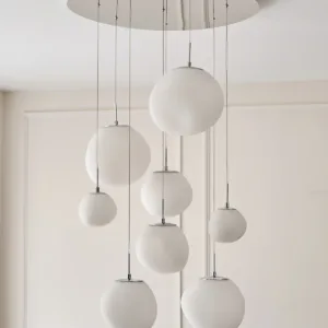 Orla white glass 8 bulb pendant light