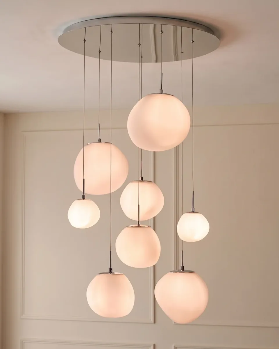 Orla white glass 8 bulb pendant light - Image 2