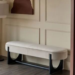 Orlan champagne velvet 3 seater bench without backrest