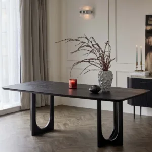 Orlan 8 Seater Fixed Dining Table Black Ash