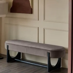 Orlan mocha velvet 3 seater dining bench without backrest