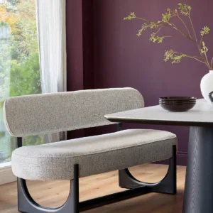 Orlan grey fabric 3 seater dining bench