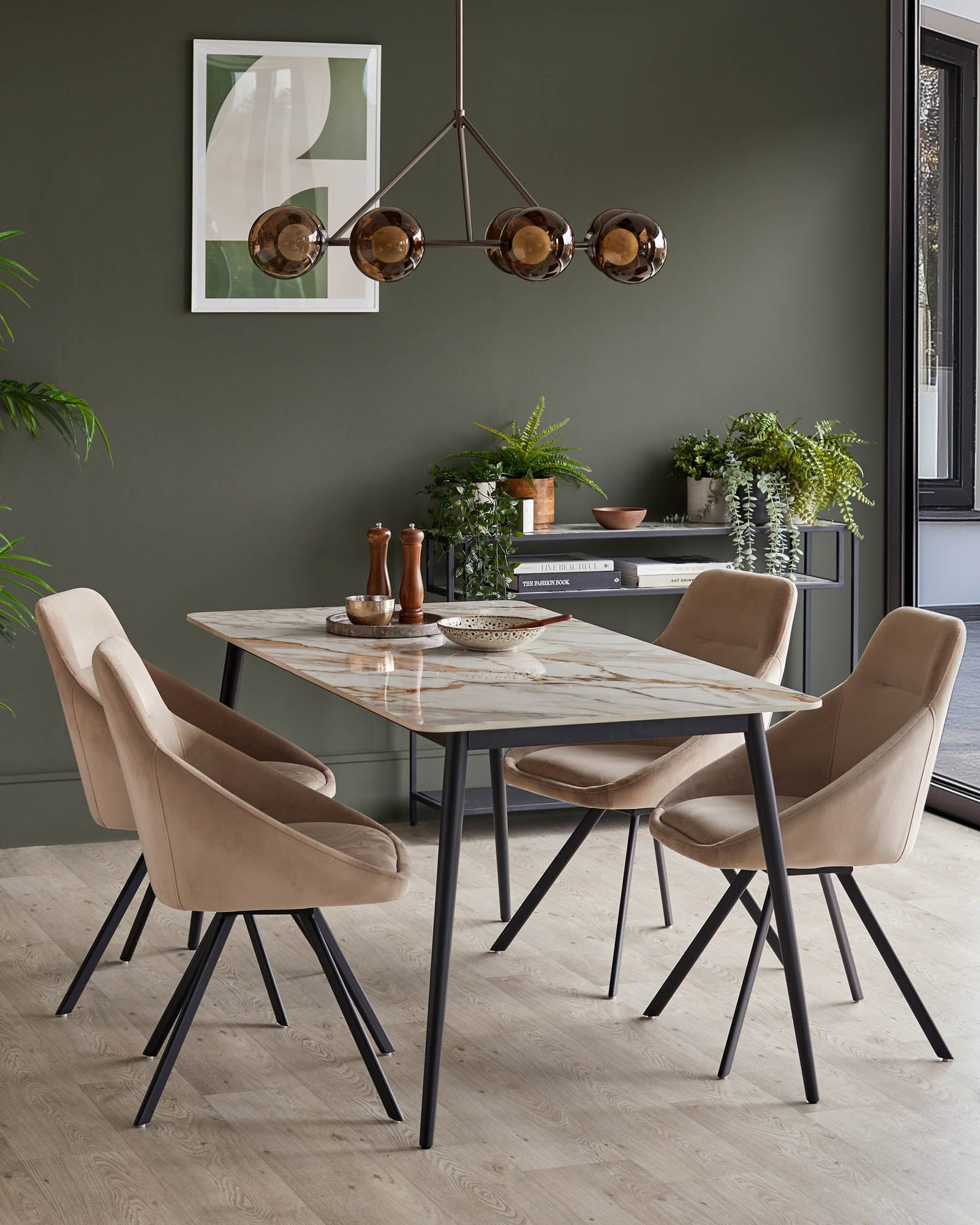 Oslo natural ceramic 6 seater dining table - Image 3