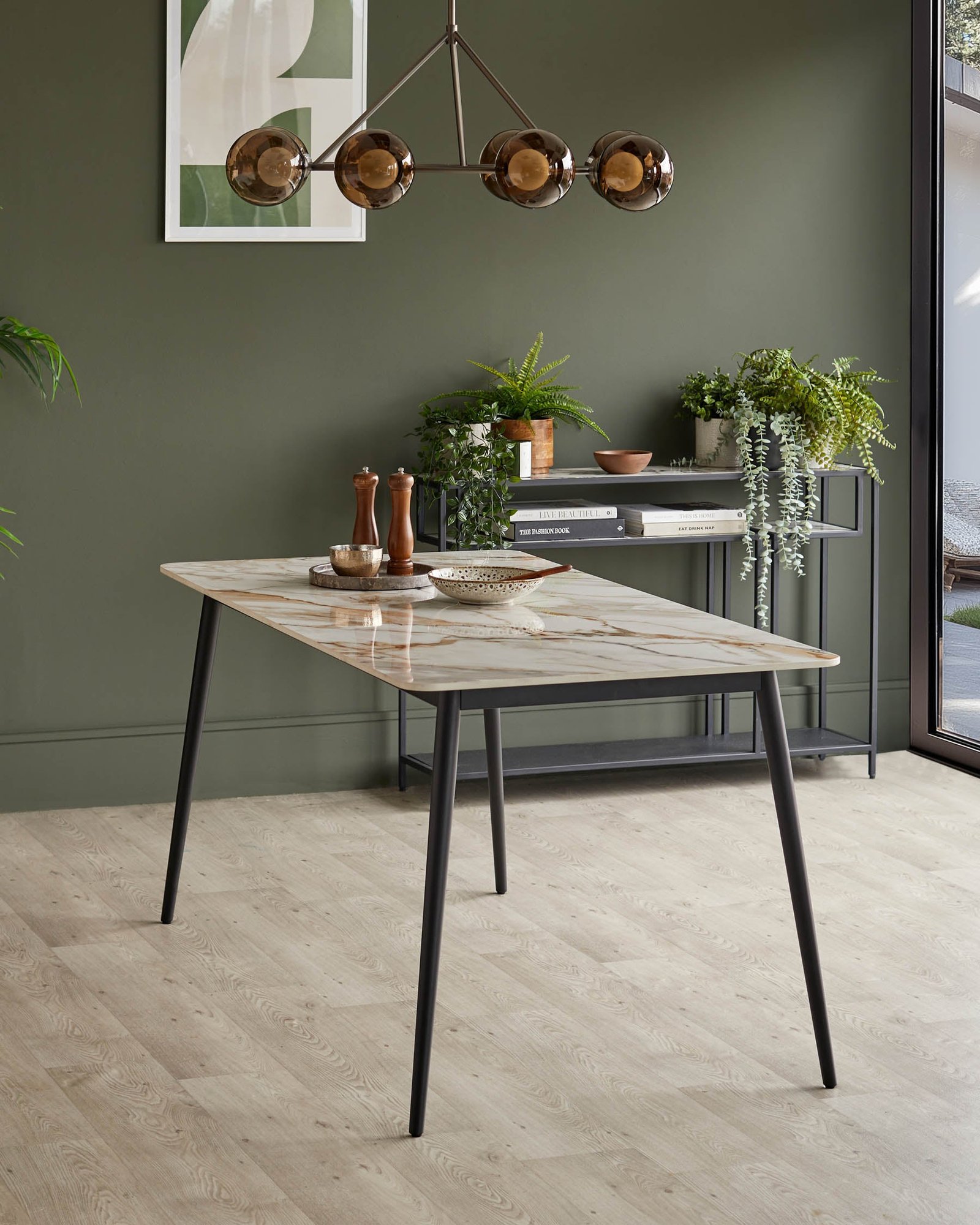 Oslo natural ceramic 6 seater dining table - Image 2