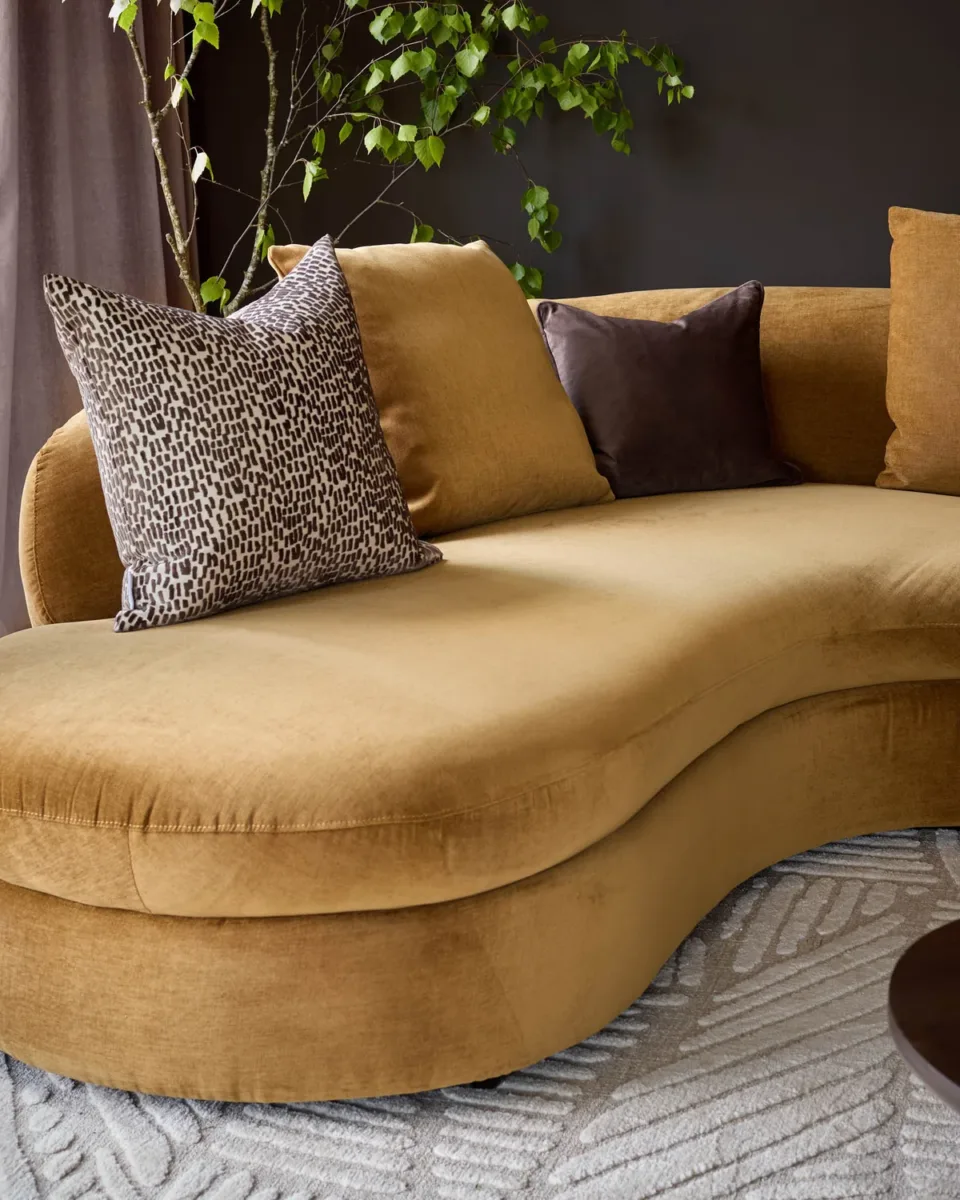 Ottilie ochre chenille left hand corner chaise sofa - Image 4