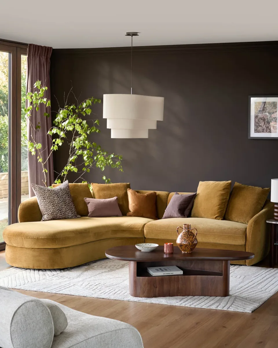 Ottilie ochre chenille left hand corner chaise sofa - Image 3