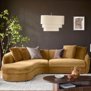 Ottilie ochre chenille left hand corner chaise sofa