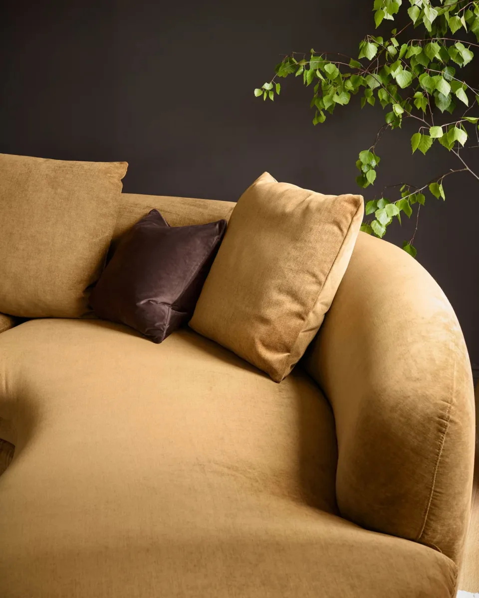 Ottilie ochre chenille right hand corner chaise sofa - Image 4