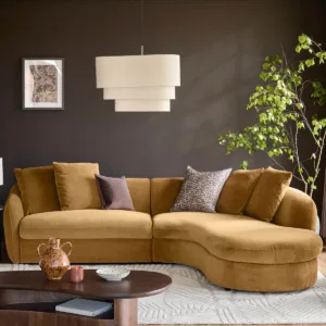 Ottilie ochre chenille right hand corner chaise sofa