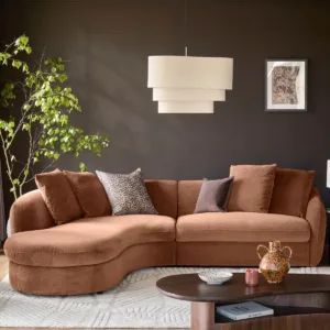 Ottilie apricot chenille left hand corner chaise sofa