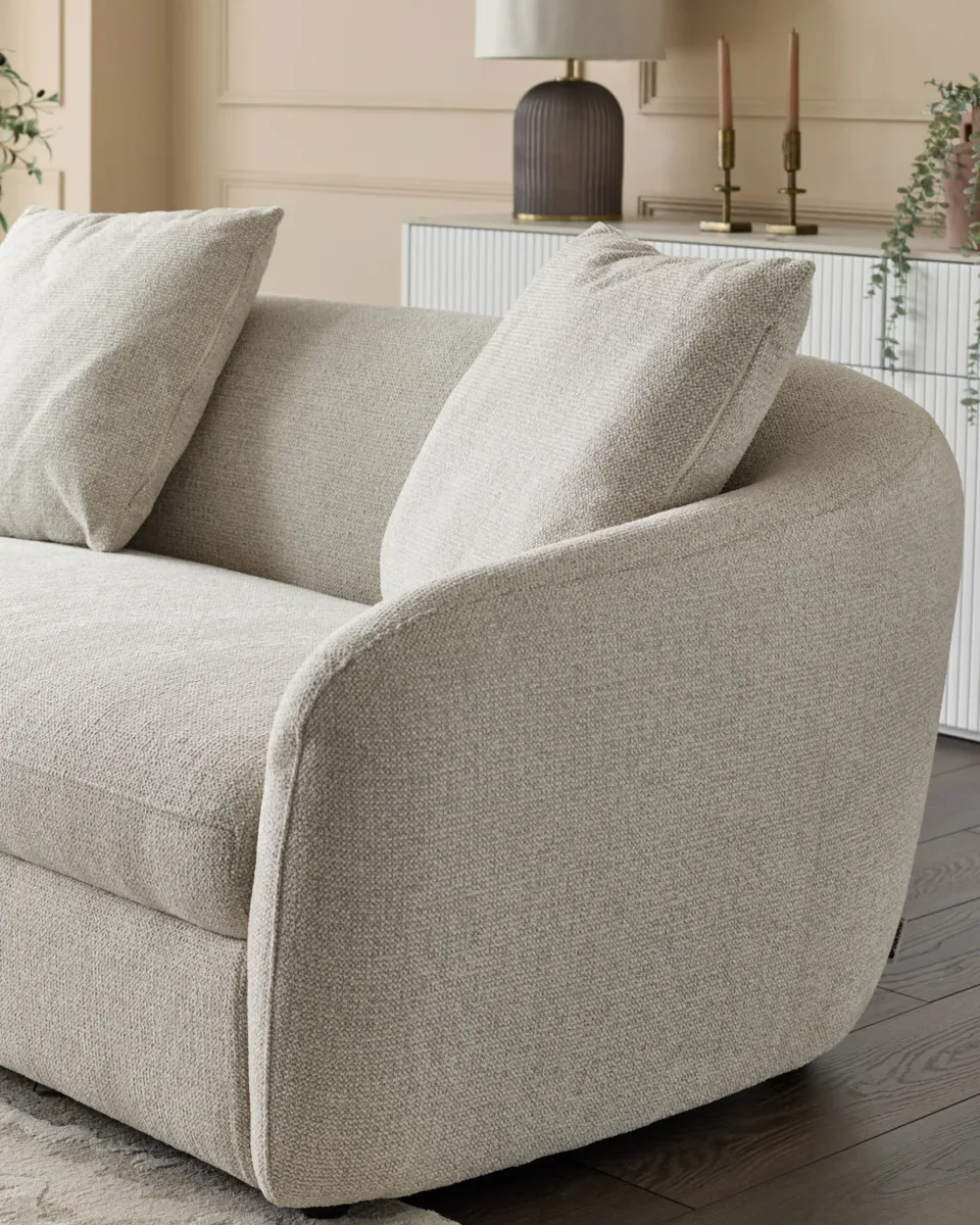 Ottilie natural fabric left hand corner chaise sofa - Image 4