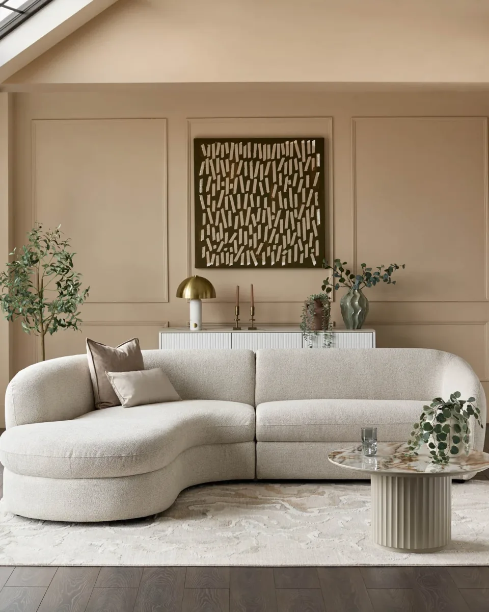 Ottilie natural fabric left hand corner chaise sofa