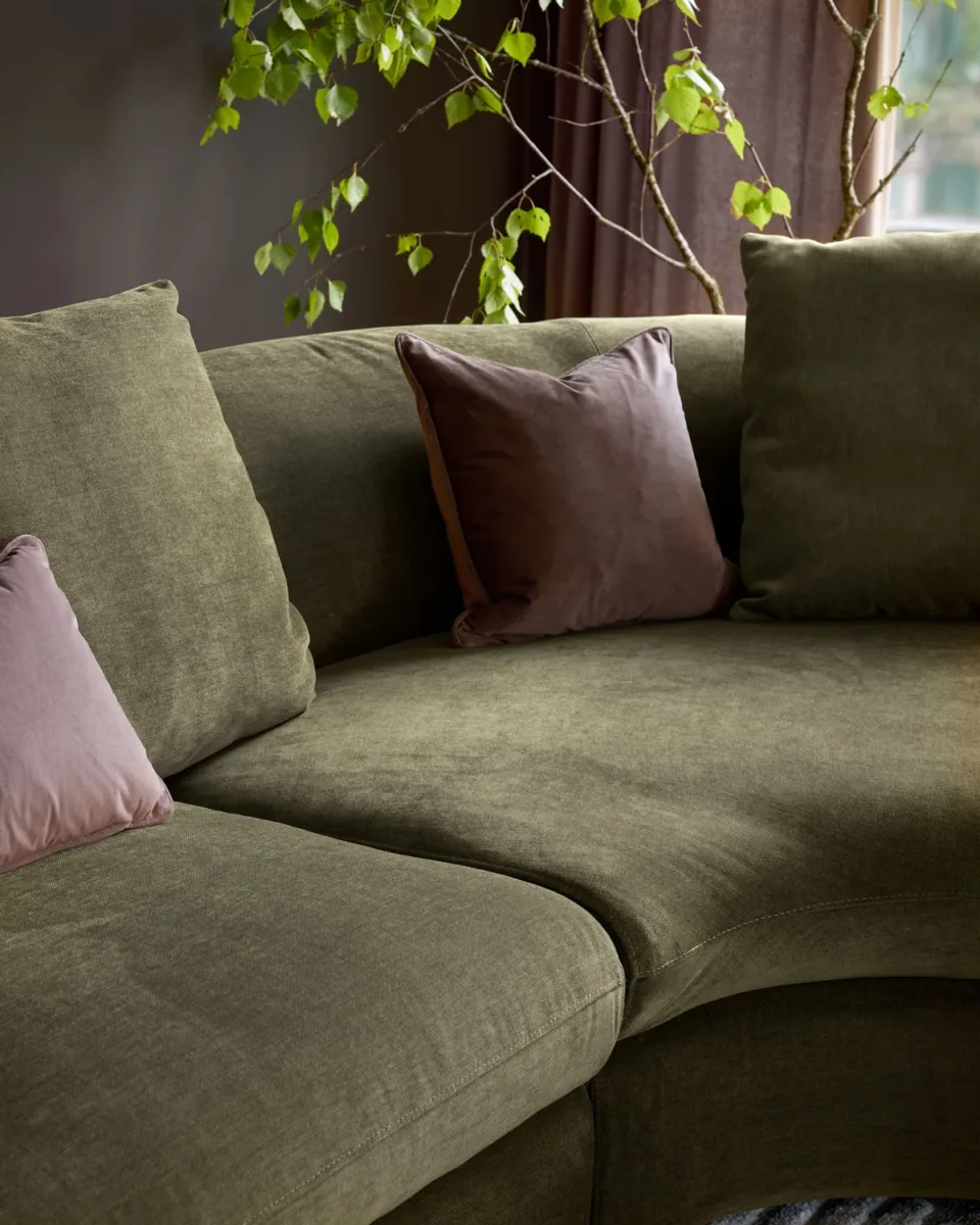 Ottilie olive green chenille right hand corner chaise sofa - Image 4
