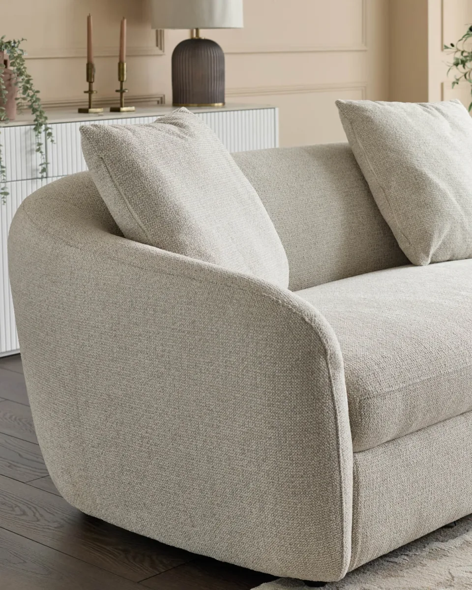Ottilie natural fabric right hand corner chaise sofa - Image 4