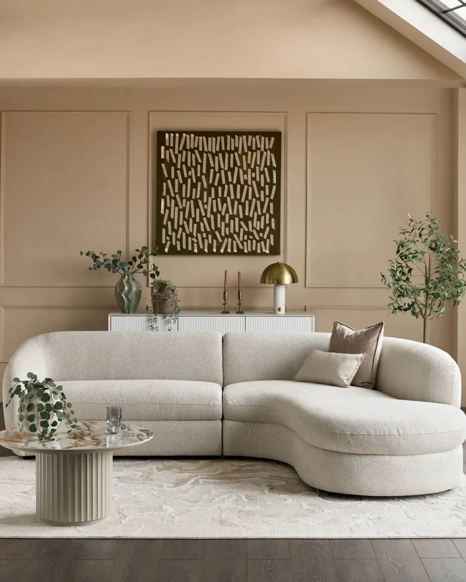 Ottilie natural fabric right hand corner chaise sofa