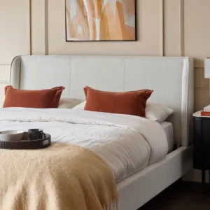 Paolo ivory dual tone fabric king bed