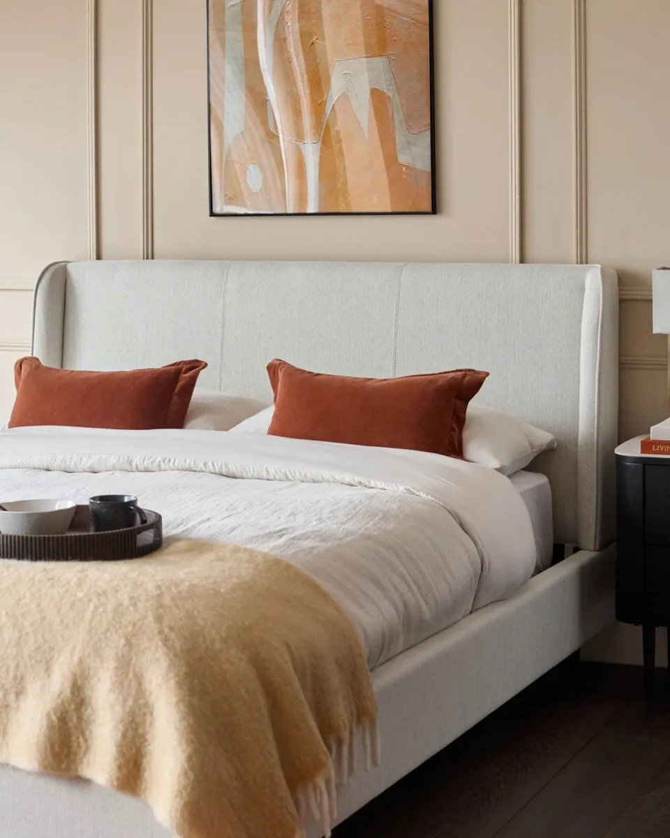 Paolo ivory dual tone fabric king bed
