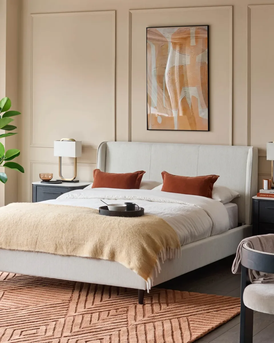 Paolo ivory dual tone fabric super king bed - Image 4