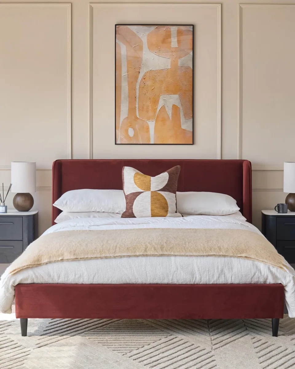 Paolo toffee red velvet double bed - Image 2
