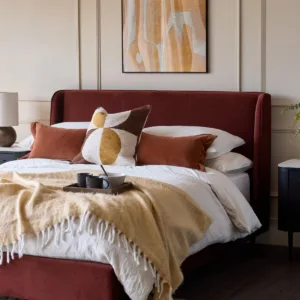 Paolo toffee red velvet double bed