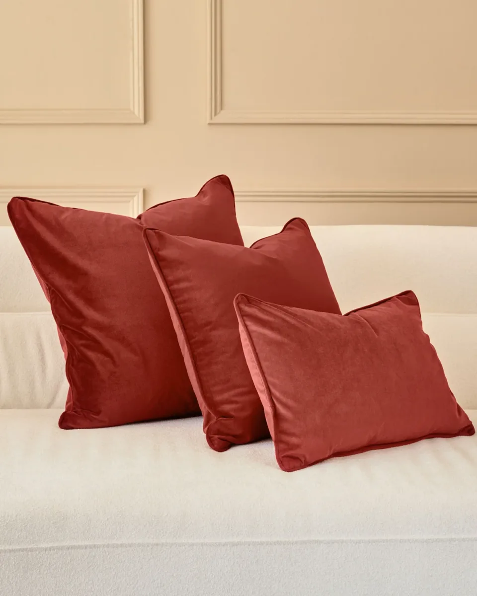 Luca toffee red medium velvet cushion - Image 3