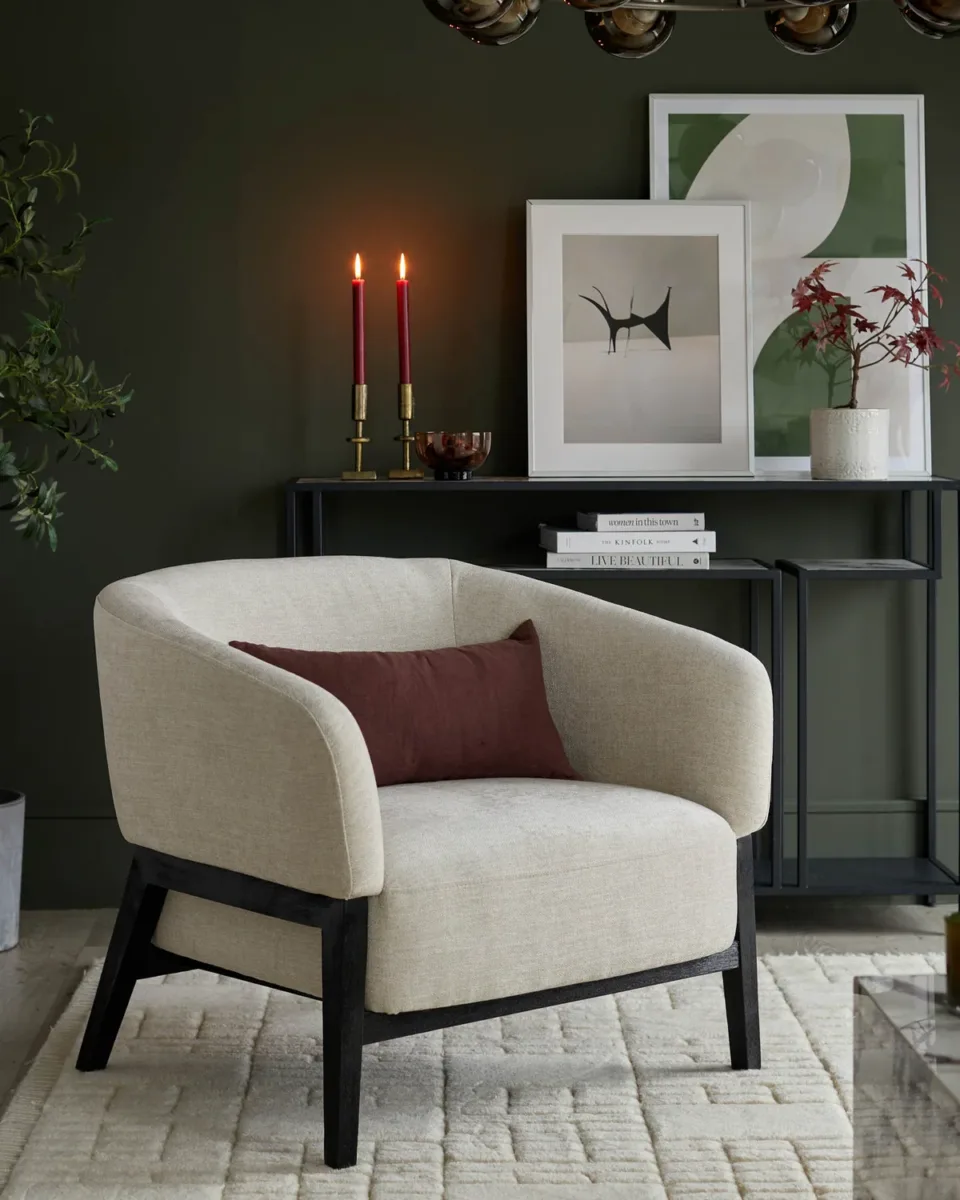 Parker ivory fabric accent chair - Image 2
