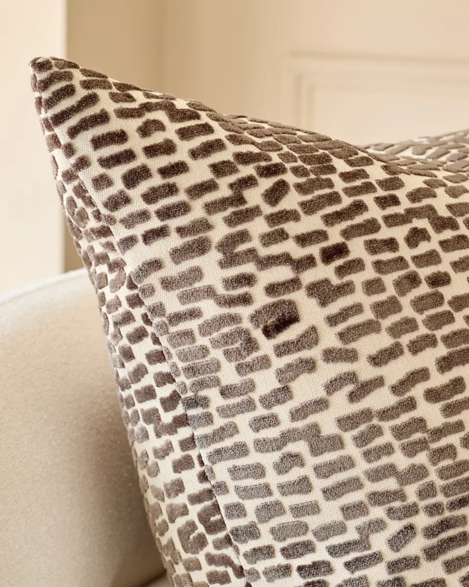 Payton chocolate large velvet cushion - Image 3