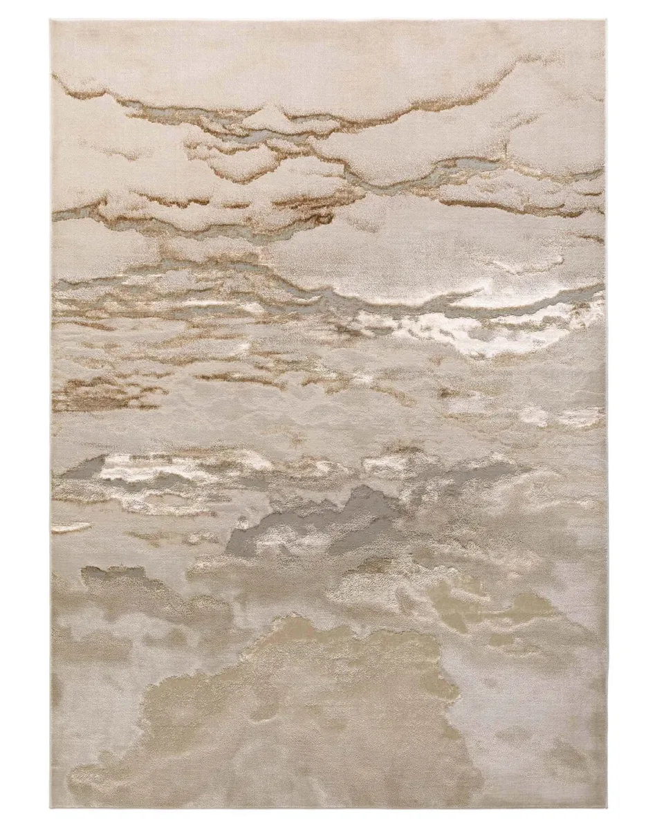 Perla gold textured large rug