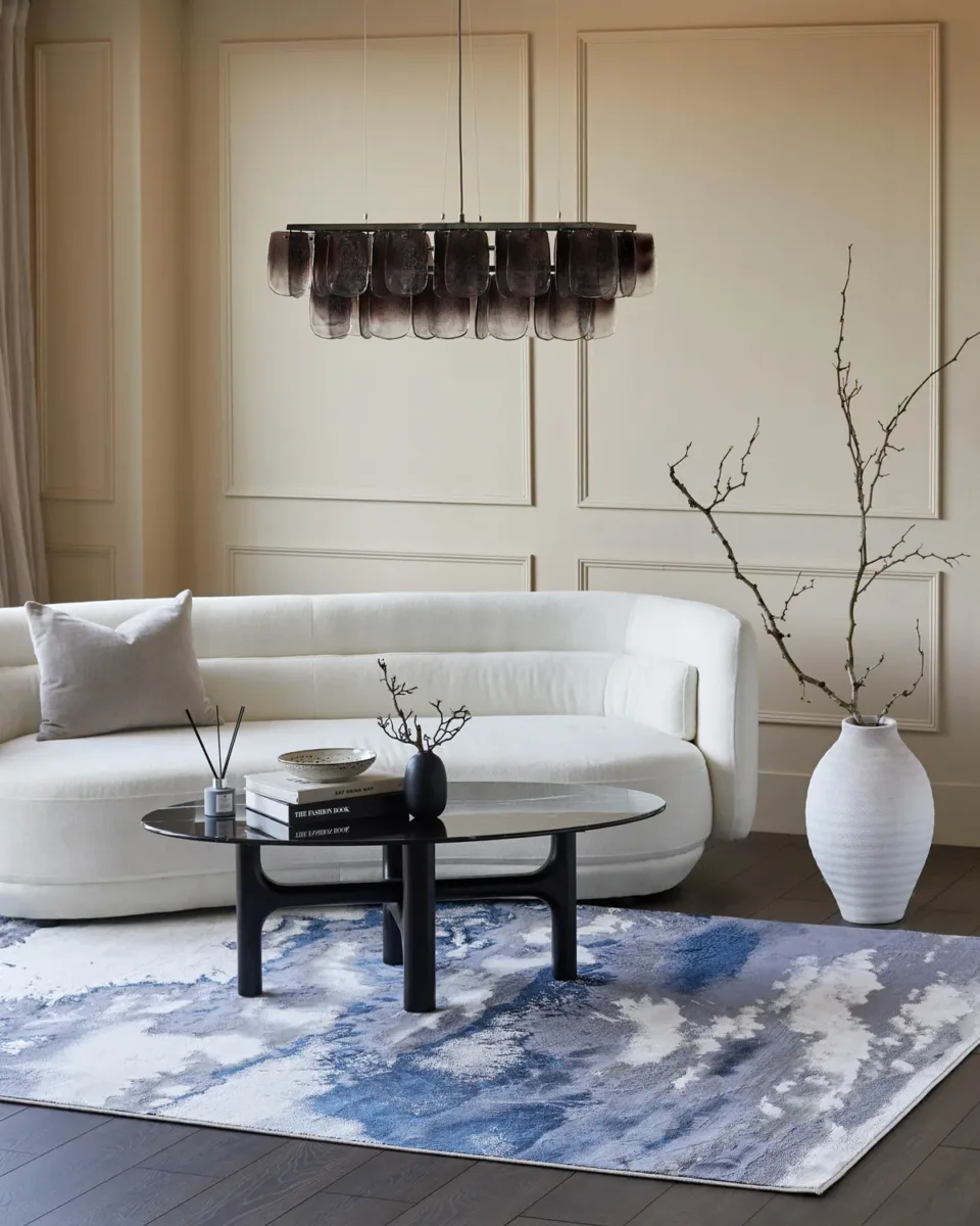 Perla dark navy textured small rug - Image 4