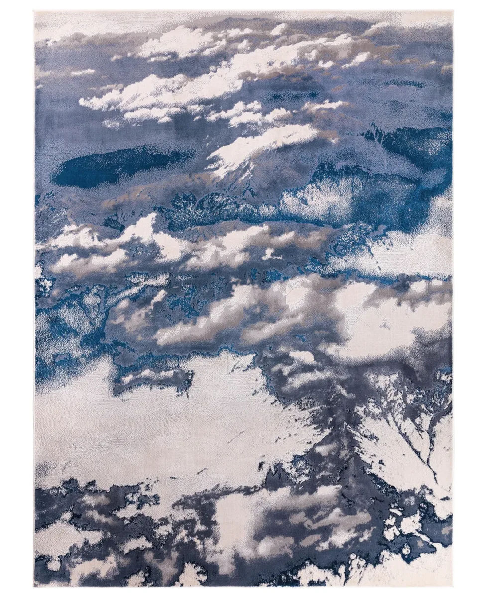 Perla dark navy textured large rug