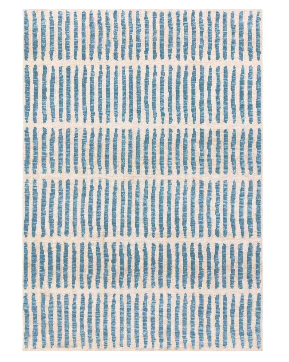 Raine cream and blue textured large rug