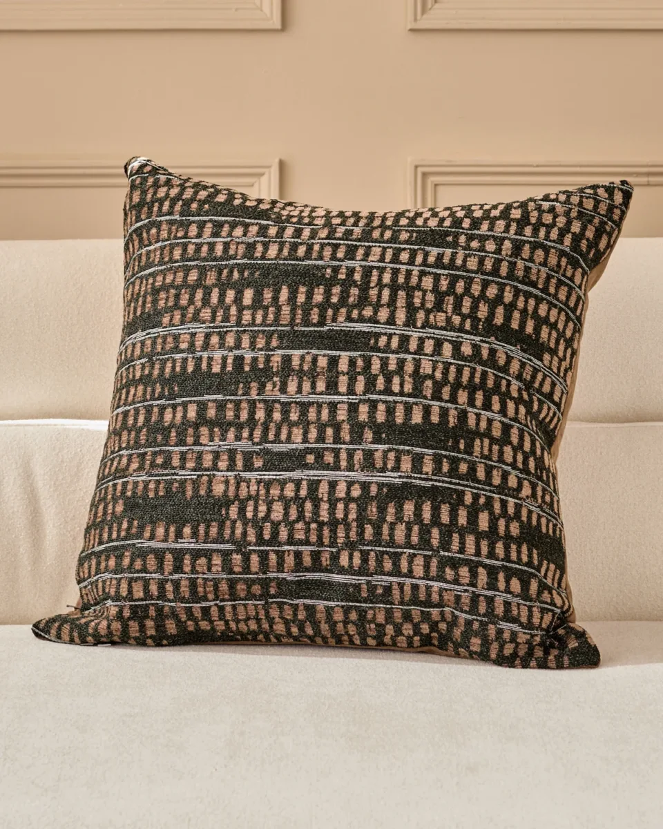 Rania black large fabric cushion