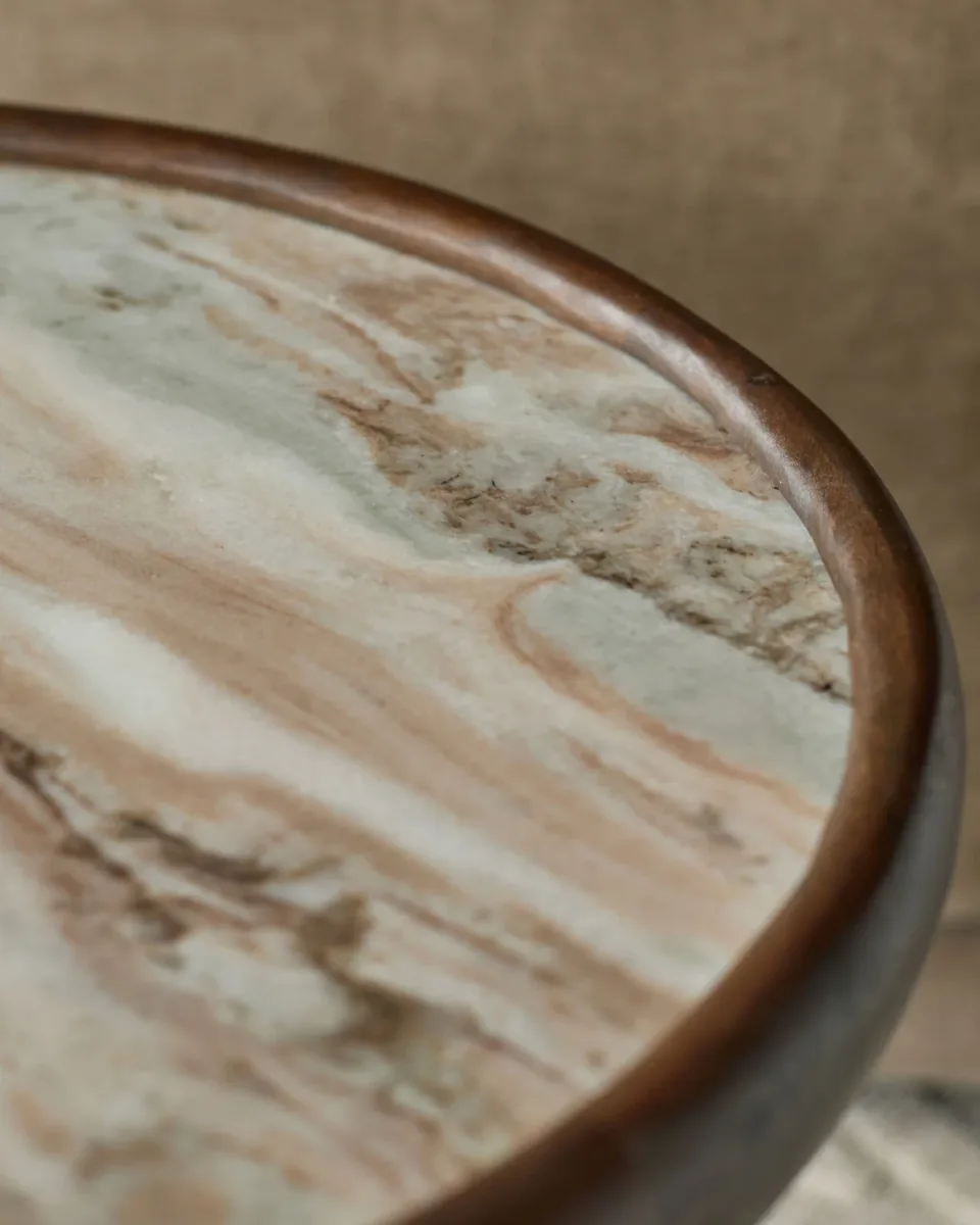 Rayna toronto marble dark mango wood side table - Image 3