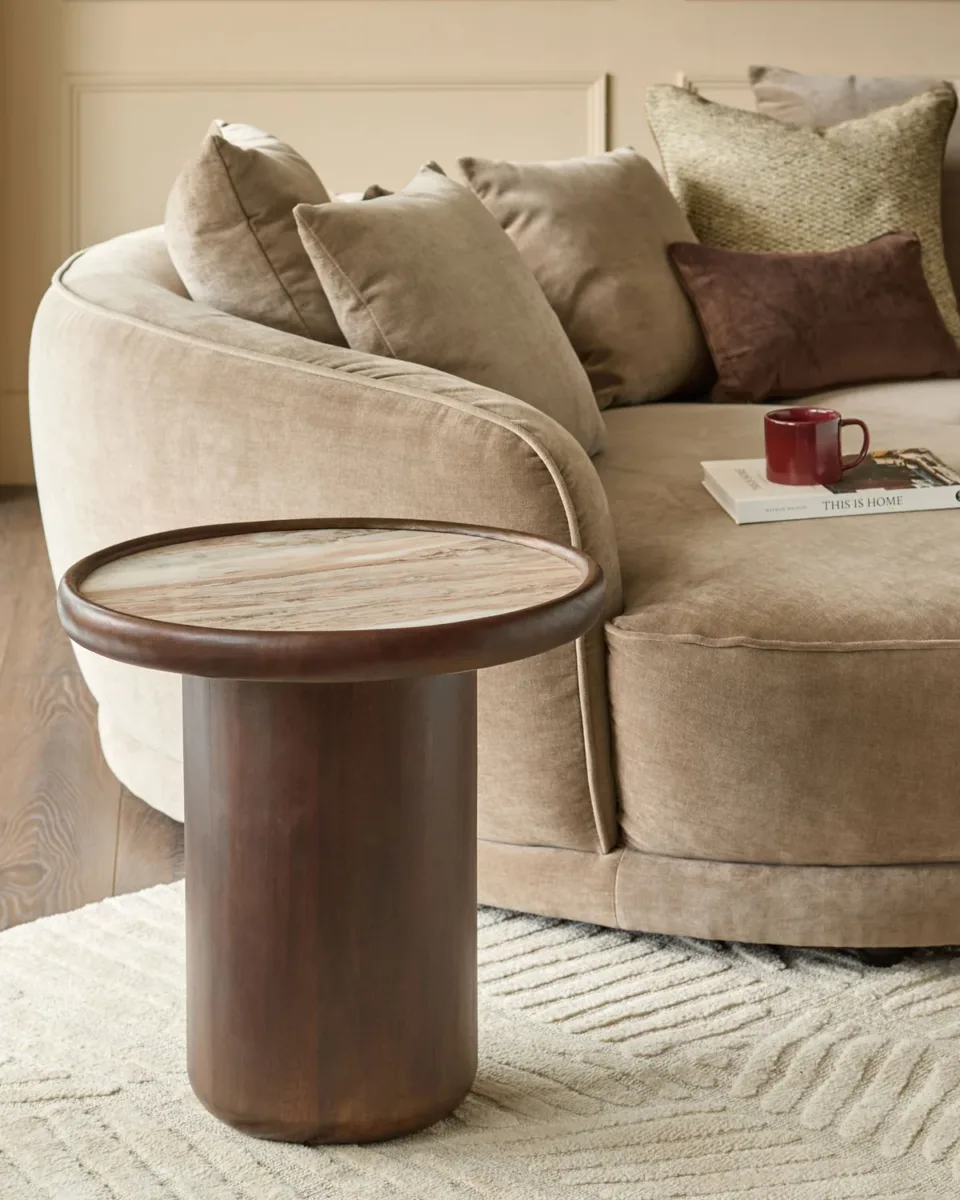 Rayna toronto marble dark mango wood side table