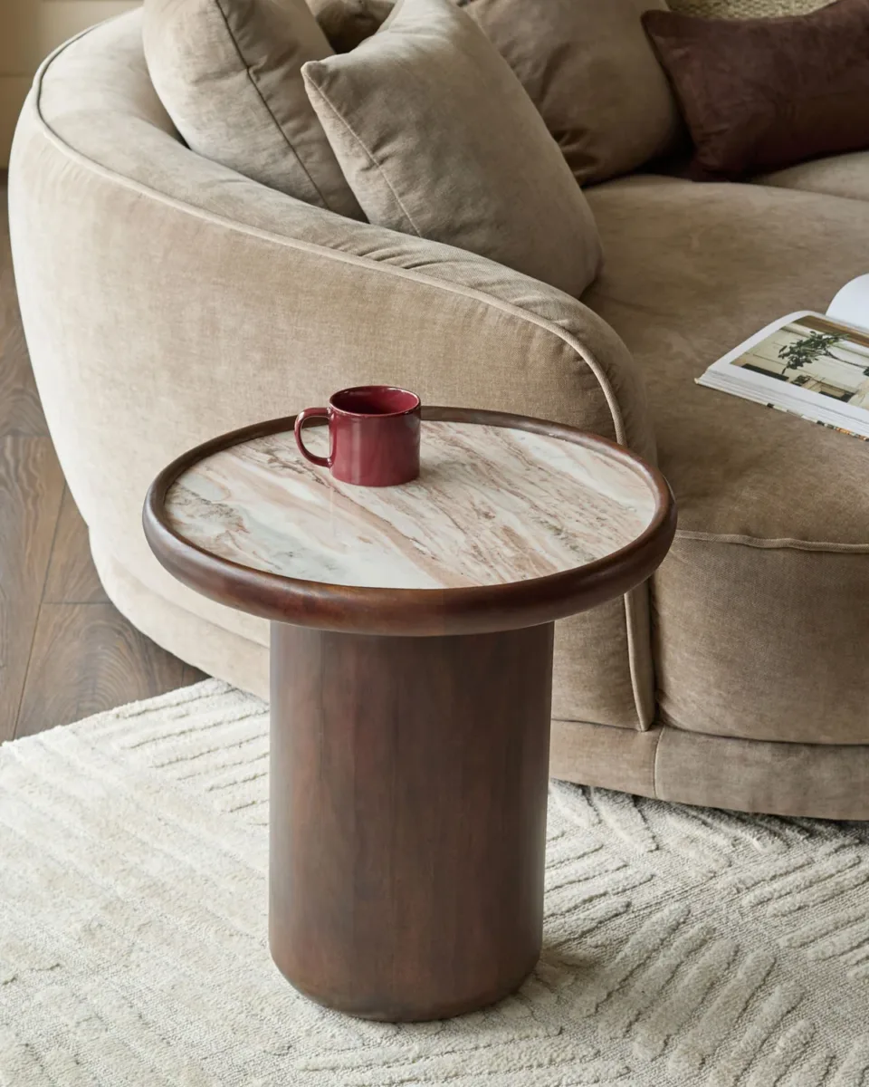 Rayna toronto marble dark mango wood side table - Image 4
